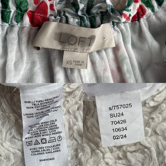 LOFT mermaid print dress seashell heart palm tree cotton midi maxi‎ tie waist XS - Picture 4 of 16